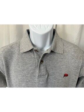 Vintage Perlis Men's Solid Gray Pique Cotton Crawfish Polo Shirt Medium M